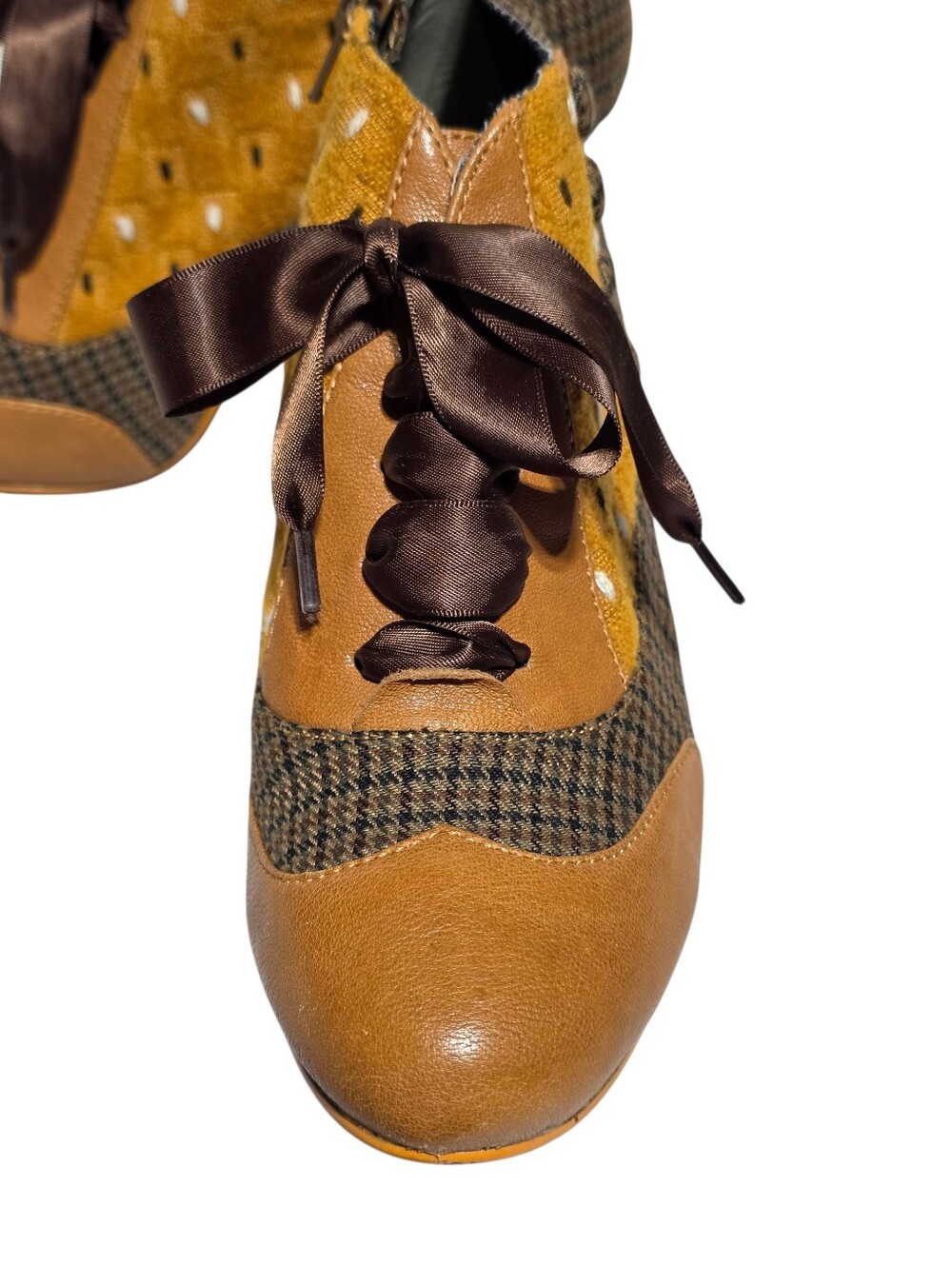 POETIC LICENSE "BETSEY'S BUTTONS" TWEED LACE-UP HEELED OXFORD ANKLE BOOTIES SZ7 - Picture 9 of 14